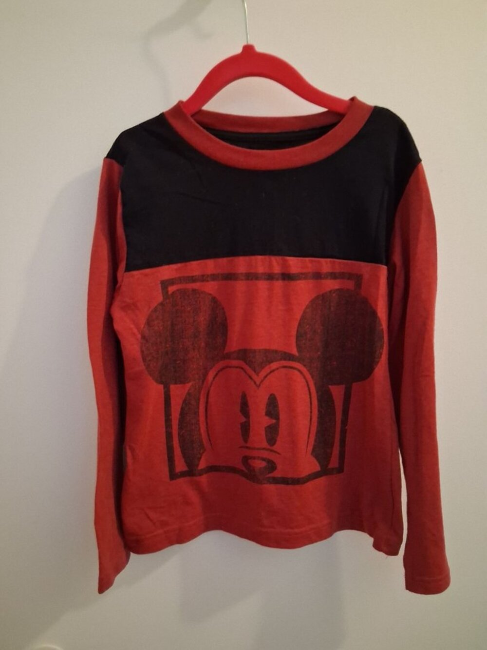 Disney Mickey Mouse Long Sleeve T-Shirt Red Black Boys Size XS